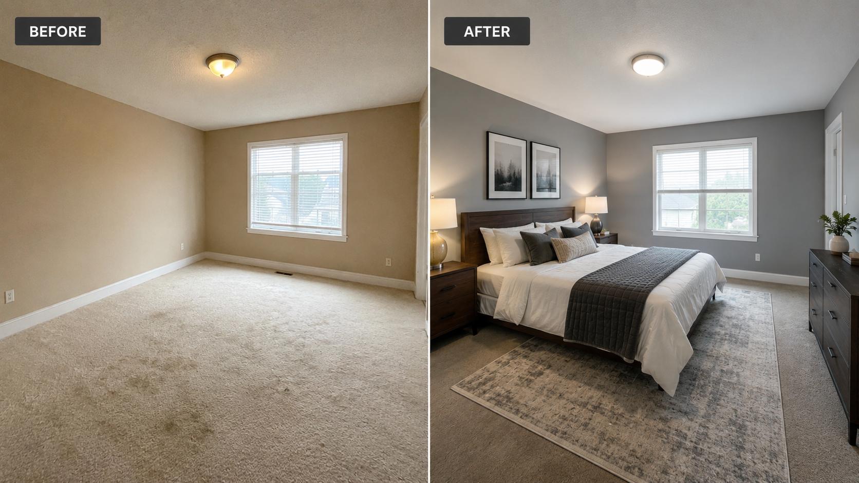 Bedroom painting before and after in Ottawa